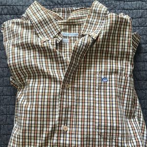 Green and Orange Plaid Button Up Southern Tide Large